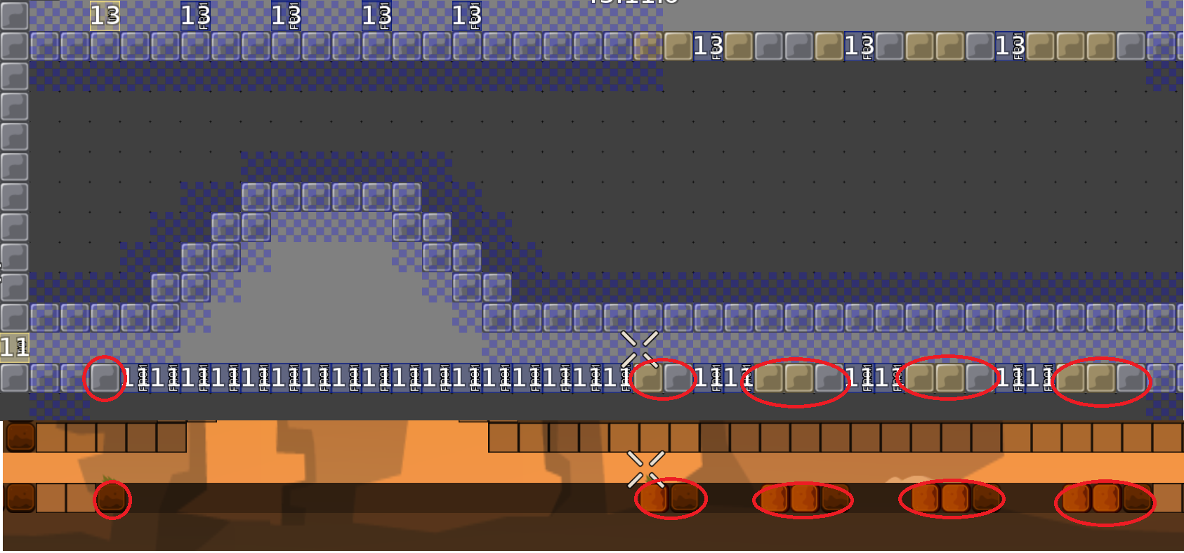 You can hook through all of them. Maybe delete the hookthrough tiles above.
