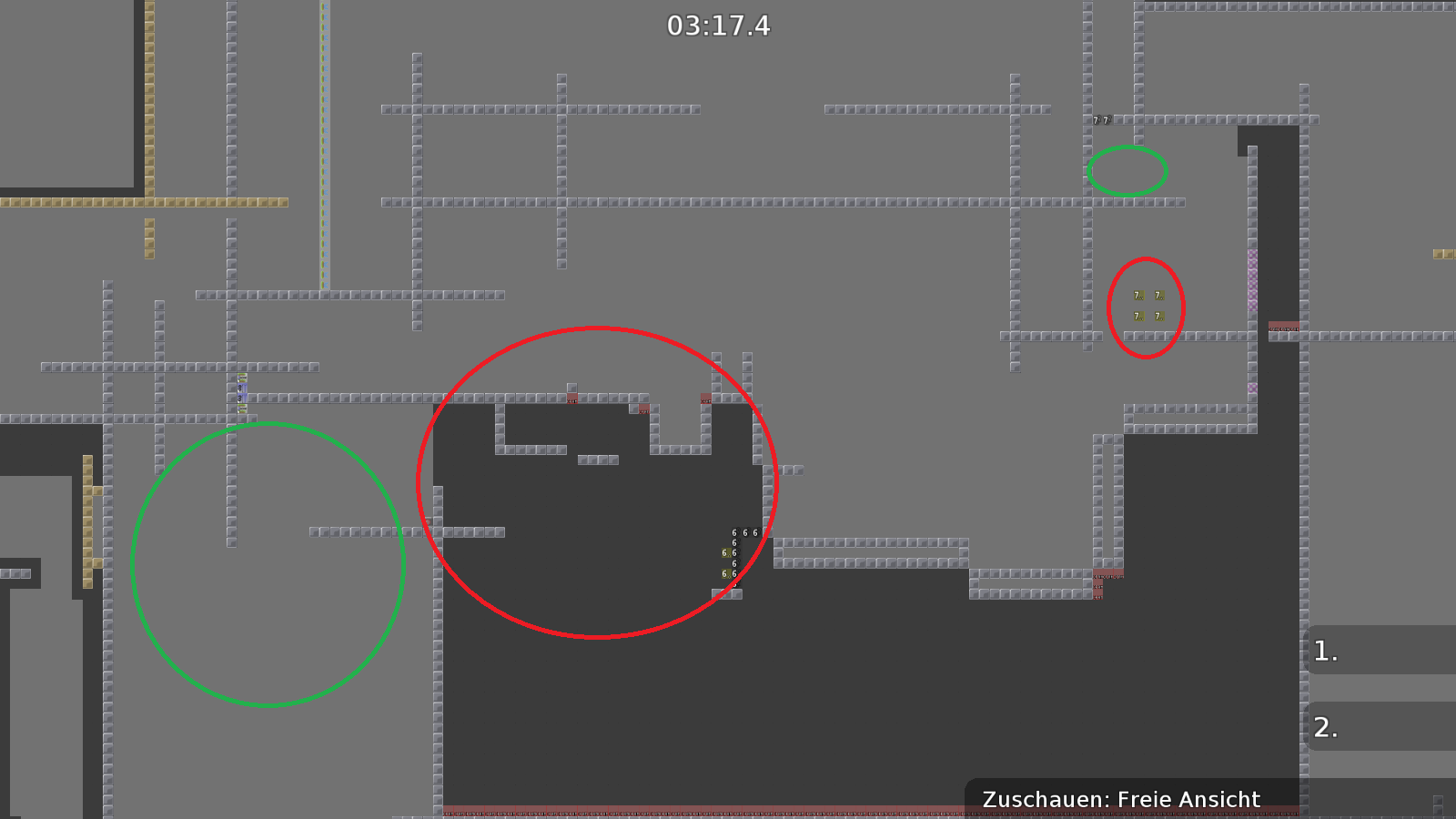 Bad placed teleport (red), should be here (green).<br />Looks like there is a second part missing (green), cut the previous part (red), so both have to do something.